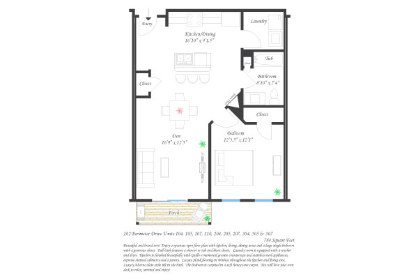 102 Perimeter Drive Unit 104, 105, 107, 110, 204, 205, 304, 305, 307